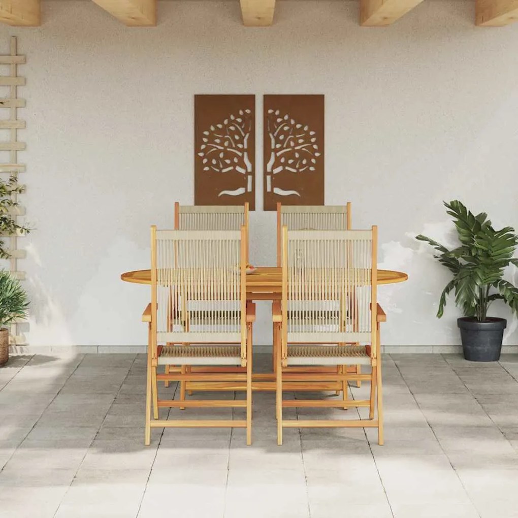 vidaXL Πτυσσόμενο Τραπέζι Κήπου 5 pcs Μπεζ 160x85x75 εκ.