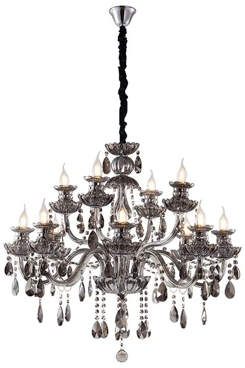 Artekko Chandelier Πολυέλαιος 12φωτος Ανθρακί Κρύσταλλο (80x80x70)cm - 023-3012