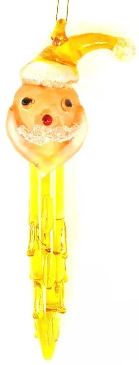 Χριστουγεννιάτικο Στολίδι Αη Βασίλης Γυάλινο 10cm Yellow 16315b