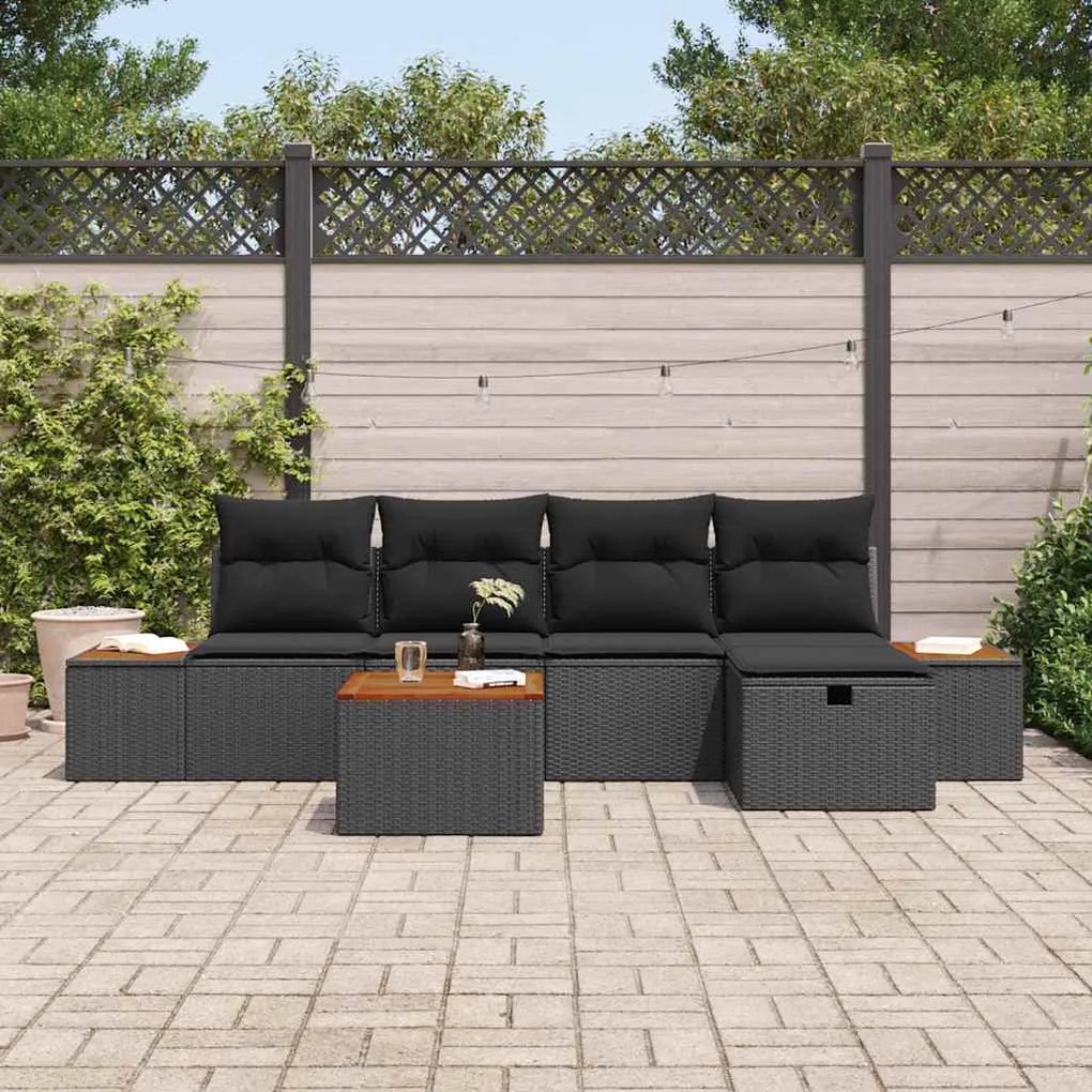 vidaXL Σετ Καναπέ Κήπου 6 pcs Μαύρο 55 x 62 x 69 εκ Πολυ ράταν