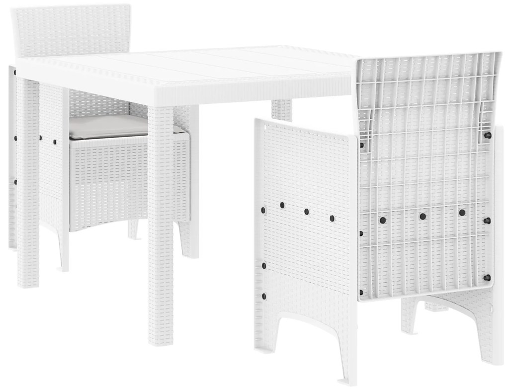 vidaXL Σετ Τραπεζαρίας Κήπου 3 pcs Λευκό 100 x 100 x 73 εκ
