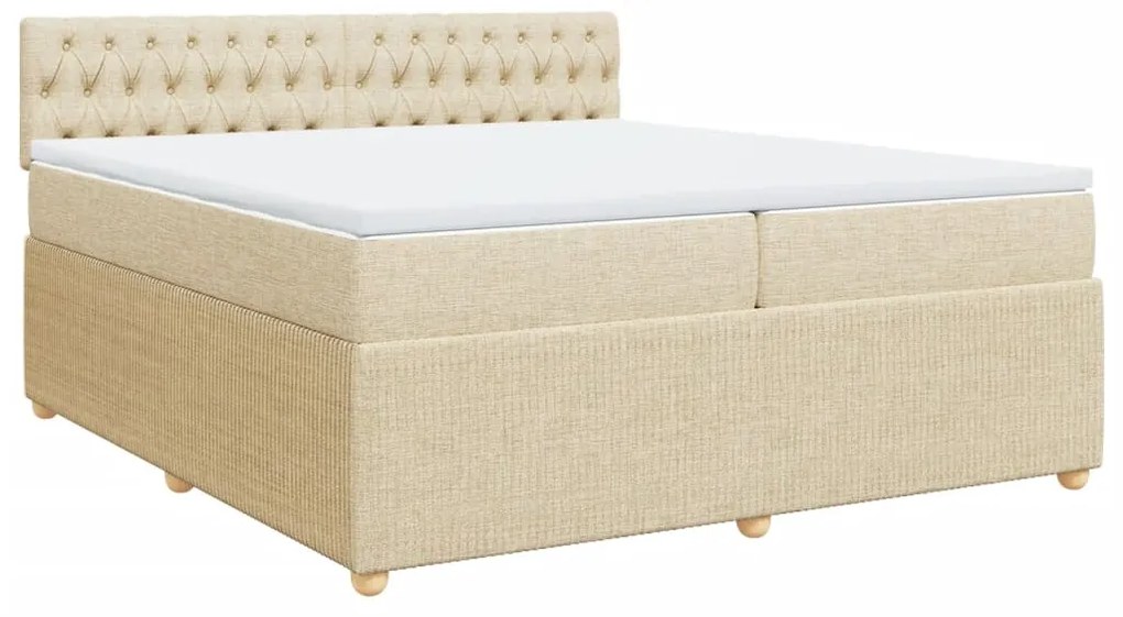 ΚΡΕΒΑΤΙ BOXSPRING ΜΕ ΣΤΡΩΜΑ ΚΡΕΜ 200X200 ΕΚ. ΥΦΑΣΜΑΤΙΝΟ 3287575