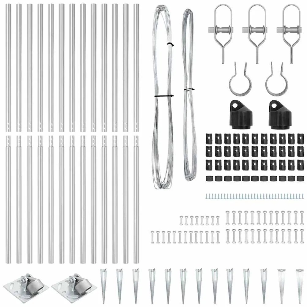 vidaXL Πό posts φράχτη 13 pcs Ασημί Ø32mm 140 εκ Γαλβανισμένος χάλυβας