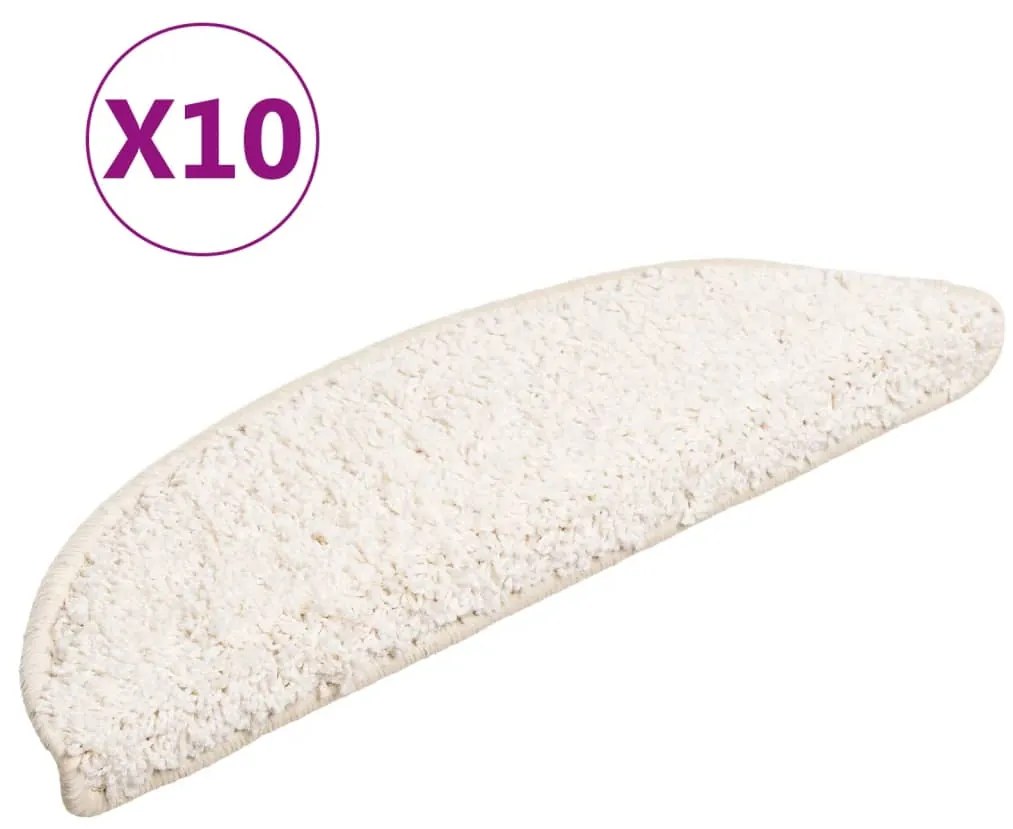 vidaXL Πατάκια Σκαλιών 10 τεμ. Λευκά Ημίκυκλα 56x17x3 εκ.