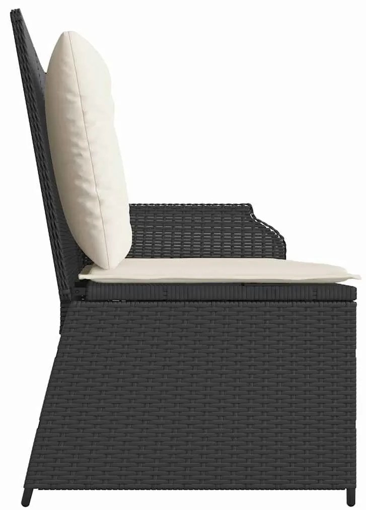vidaXL Παγκάκι κήπου με μαξιλάρι Μαύρο και Κρεμ Λευκό συνθετικό ρατάν