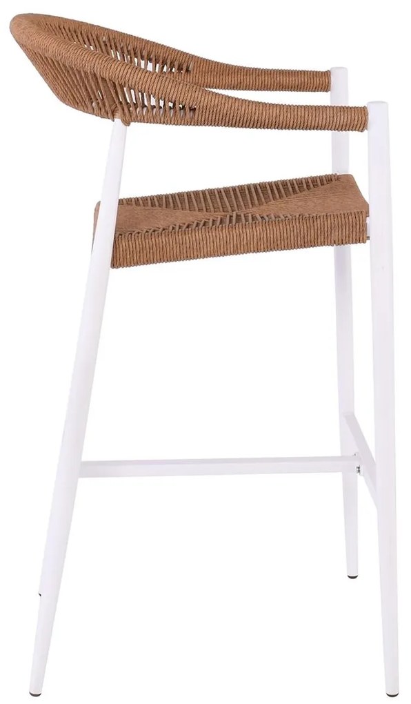 MADY Σκαμπό Bar, ALU Άσπρο, Rope Wicker Φυσικό 56x58x105cm