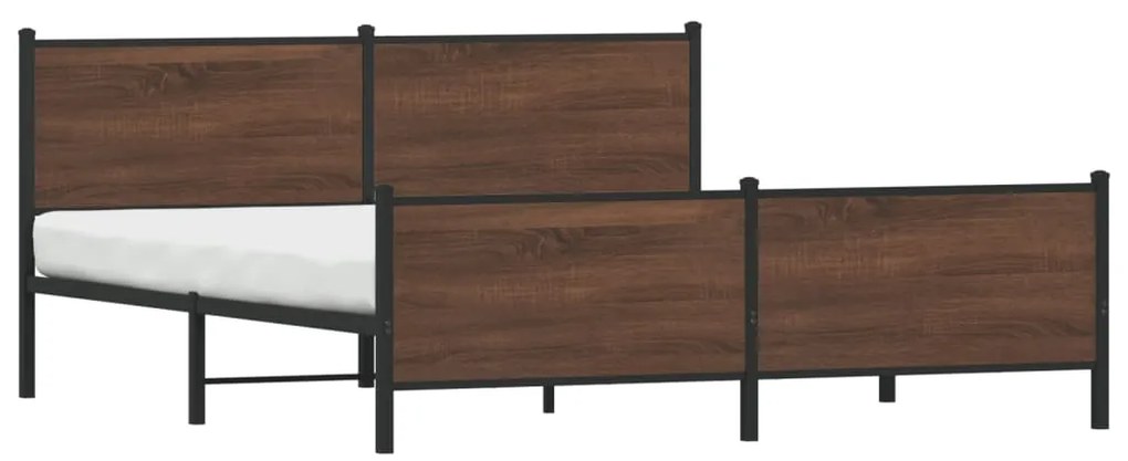 vidaXL Σκελετός Κρεβ. Χωρίς Στρώμα Καφέ Δρυς 200x200 εκ. Μεταλλικό