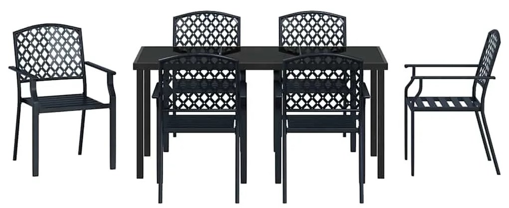 vidaXL Σέτ φαγητού για κήπο 7 pcs Ανθρακί Χάλυβας με επίστρωση πούδρας