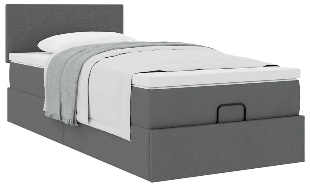 Οθωμανικό κρεβάτι με στρώμα σκούρο γκρι 90x190cm ύφασμα 3311339