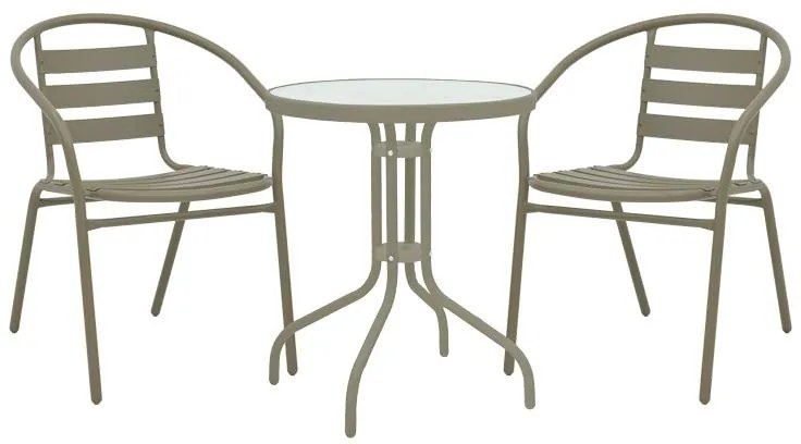 Σετ κήπου - Τραπεζαρία Watson - Tade 3 τεμ. μέταλλο σαμπανιζέ - γυαλί Φ60x70 εκ. 60x60x70 εκ.