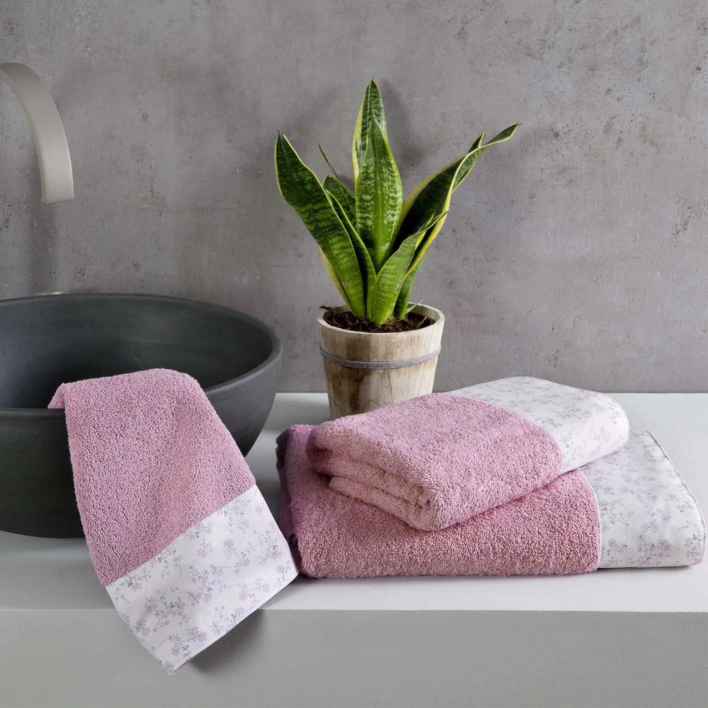 Πετσέτα Secret Garden Pink Nima Προσώπου 50x90cm 100% Cotton