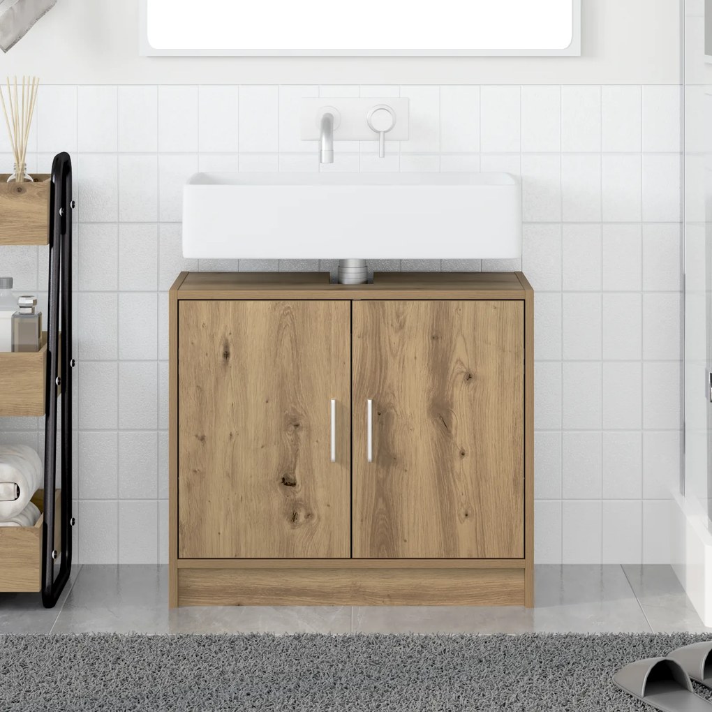 vidaXL ντουλάπι νιπτήρα ξύλο δρυός 63x29x55 εκ. επεξεργασμένο ξύλο