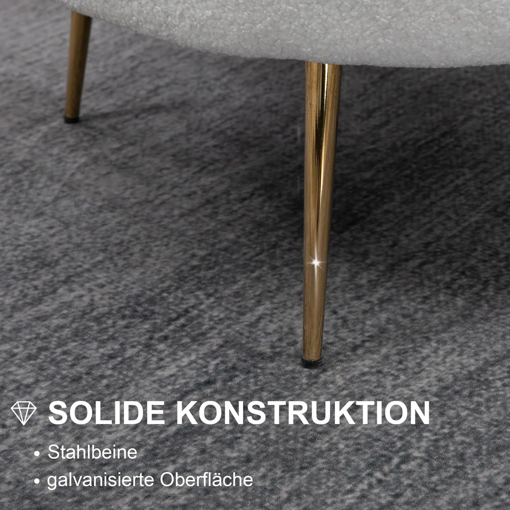 HOMCOM Πολυθρόνα σε σχήμα κοχύλι, Πολυθρόνα χαλάρωσης, Πολυθρόνα αναψυχής, Μεταλλικά πόδια σε χρυσή απόχρωση, 79Μ x 77Π x 77Υ cm, Λευκό