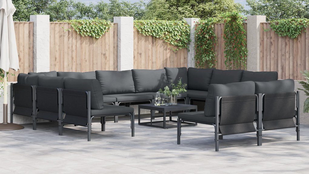 vidaXL Σετ Καναπέ Κήπου 12 pcs Ανθρακί Ατσάλι
