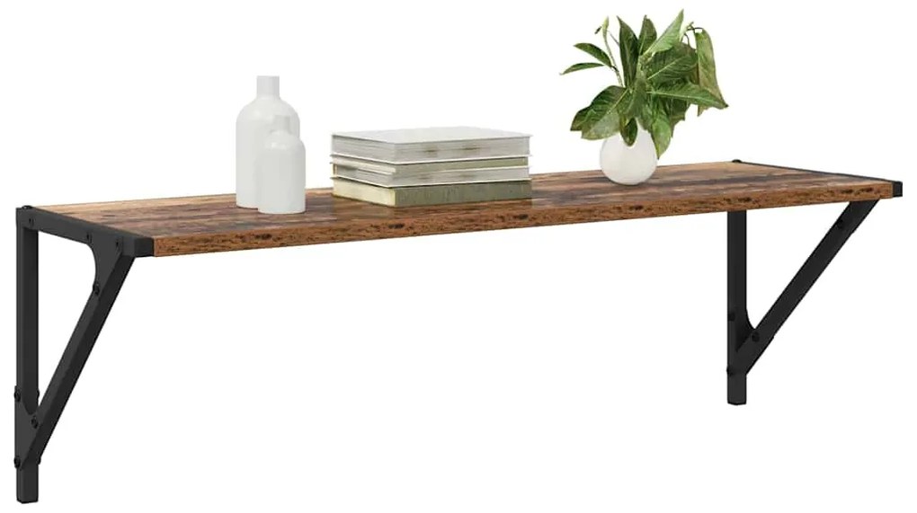 vidaXL Ράφια Τοίχου με ράφι 2 pcs Παλιό Ξύλο 80 x 25 x 25,5 cm
