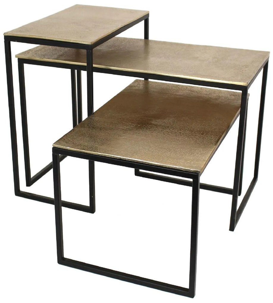 Τραπεζάκι ArteLibre Χρυσό Αλουμίνιο 77x38x42cm Σετ 3Τμχ-05151909
