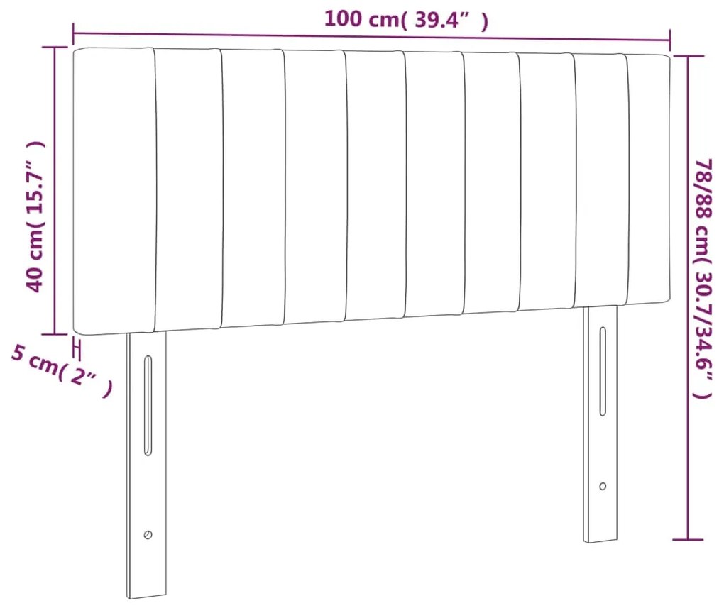 vidaXL Κεφαλάρι Κρεβατιού LED Κρεμ 100x5x78/88 εκ. Υφασμάτινο