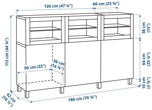 BESTÅ σύνθεση αποθήκευσης με πόρτες, 180x42x112 cm 692.080.26