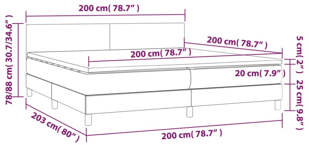 ΚΡΕΒΑΤΙ BOXSPRING ΜΕ ΣΤΡΩΜΑ &amp; LED ΑΝ.ΓΚΡΙ 200X200ΕΚ. ΥΦΑΣΜΑΤΙΝΟ 3133581