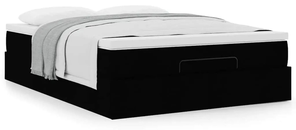 Οθωμανικό κρεβάτι με στρώμα Μαύρο 140x200cm Ύφασμα