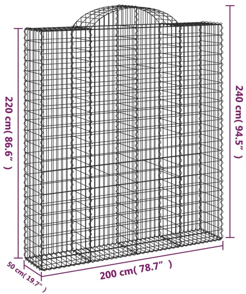 Συρματοκιβώτιο Τοξωτό 200x50x220/240εκ. από Γαλβανισμένο Χάλυβα - Ασήμι