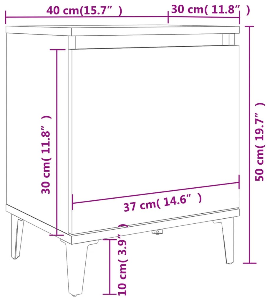 ΚΟΜΟΔΙΝΑ 2 ΤΕΜ. ΓΚΡΙ SONOMA 40 X 30 X 50 ΕΚ. ΜΕ ΜΕΤΑΛΛΙΚΑ ΠΟΔΙΑ 813119