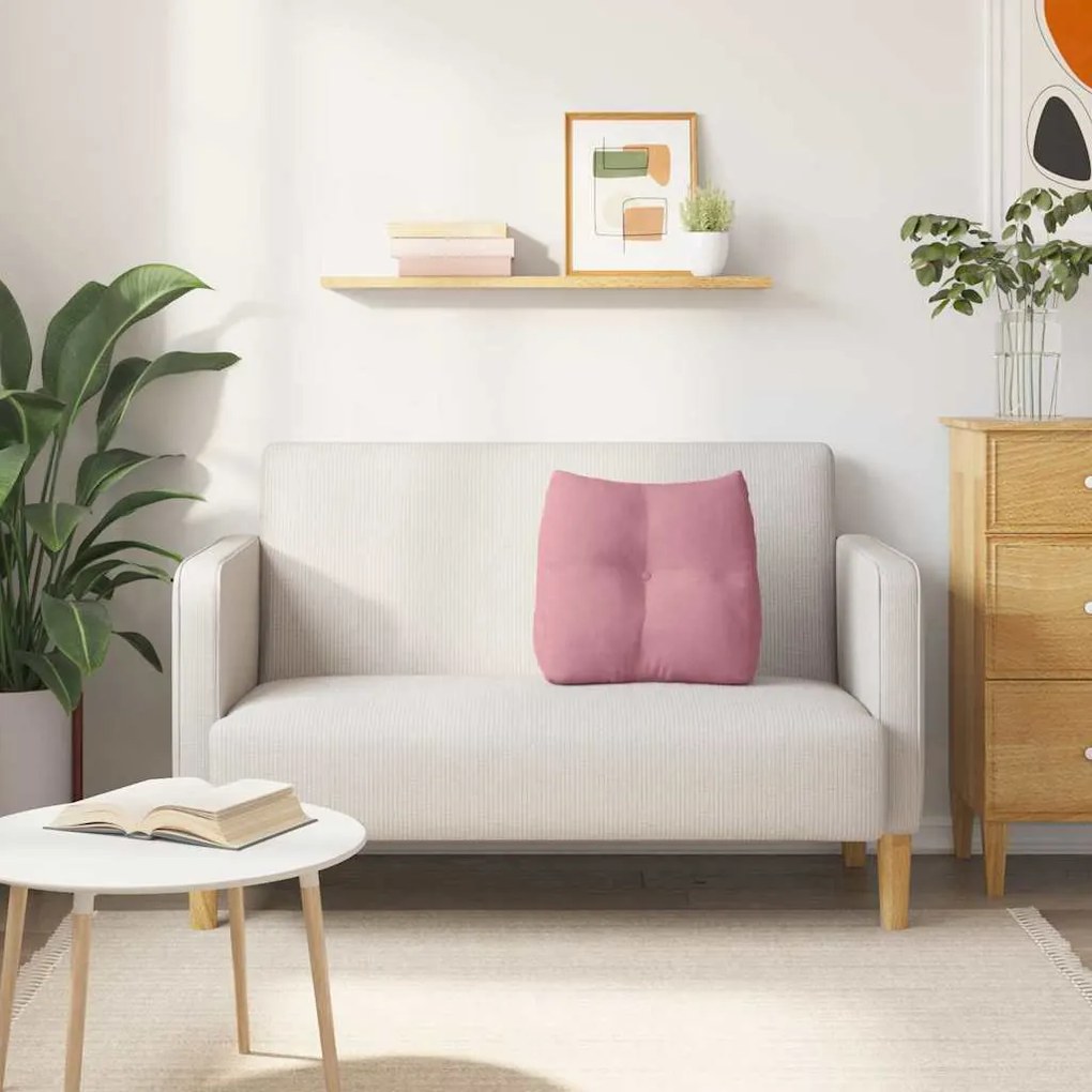 vidaXL Μαξιλάρι Πλάτης Ροζ 45 x 24 x 50 εκ Βελούδο