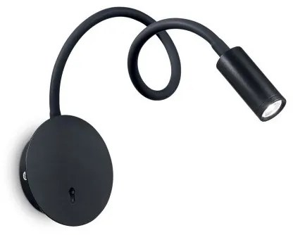Απλίκα Σποτ φωτιστικό τοίχου LED Focus-2 λευκό μαύρο χρώμιο Ideal Lux-203195-Μαύρο 203195