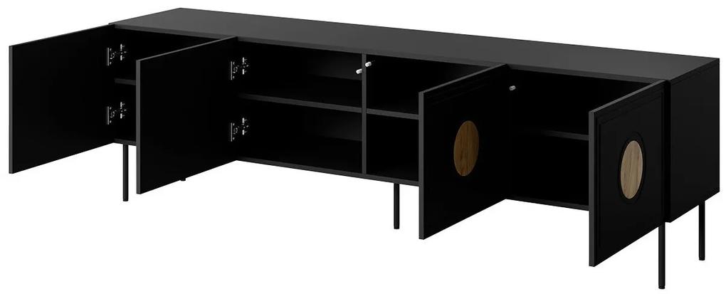 Τραπέζι Tv Charlotte N115, Craft δρυς, Μαύρο, 201x61x40cm, 51 kg | Epipla1.gr