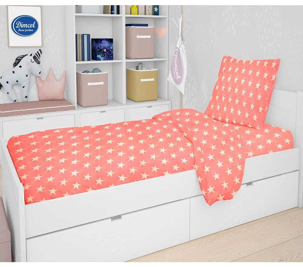 Σεντόνια Παιδικά (Σετ 3τμχ) Star 34 Coral DimCol Μονό 160x240cm 100% Βαμβάκι