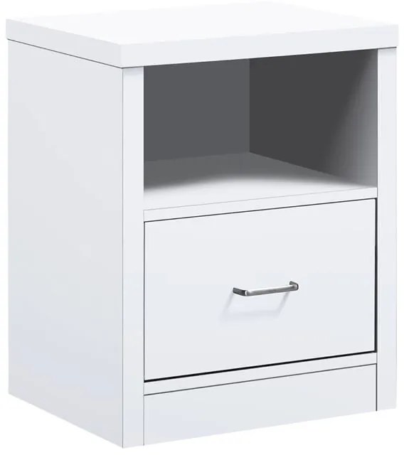 WOODWELL CALIBER Κομοδίνο με 1 Συρτάρι + 1 Ράφι, Απόχρωση Άσπρο 47x39x60cm Ε7387,1