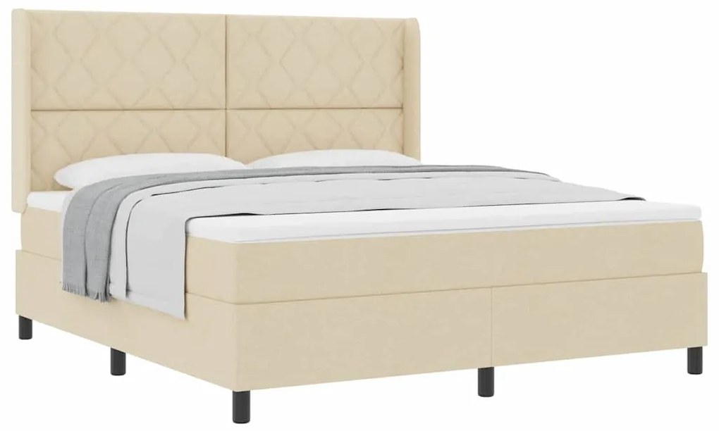 vidaXL Κρεβάτι με ελατήρια με στρώμα Κρεμ 180 x 200 cm ύφασμα
