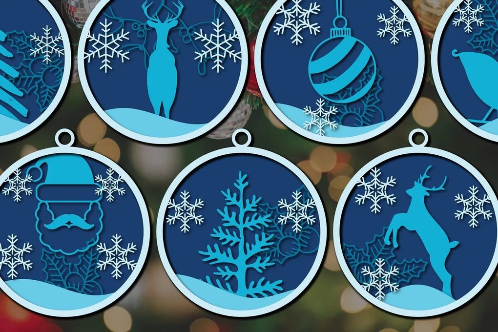 Σετ των 3 Intra απο ξύλο plywood 3mm-4mm πάχος Χριστουγεννιάτικο Στολίδι Διακόσμηση Δίασταση 8x8 cm INTRAFABR-36309673