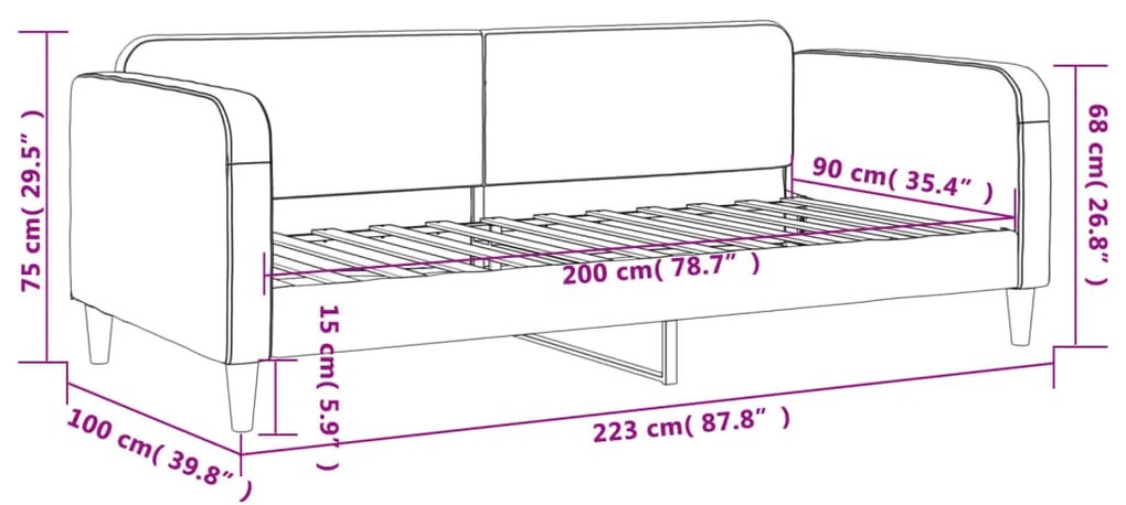 Καναπές Κρεβάτι Σκούρο Γκρι 90 x 200 εκ. Υφασμάτινος - Γκρι