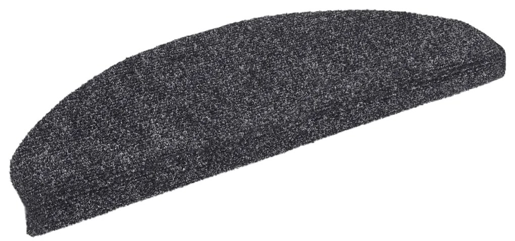 vidaXL Πατάκια Σκαλιών Αυτοκόλλητα 15 τεμ. Σκούρο Γκρι Ημίστρογγυλά Μεγάλα 65x21x4 εκ.