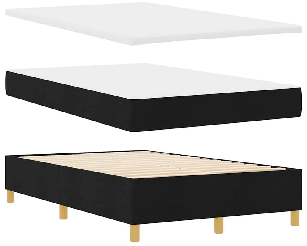 vidaXL Κρεβάτι με ελατήρια με στρώμα Μαύρο 120 x 190 cm ύφασμα