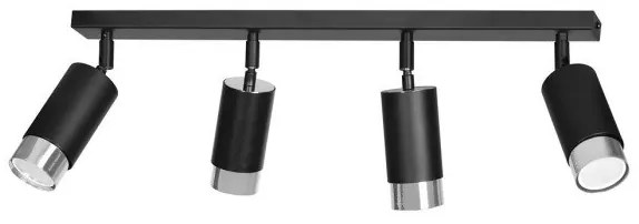 Σποτ Φωτιστικό Οροφής 4xGu10 Ατσάλι HIRO Made in Poland Emibig-964/4-Μαύρο 964/4