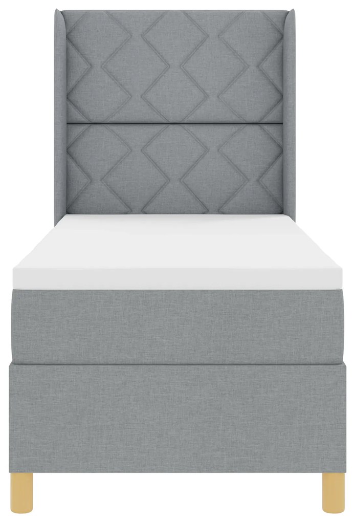 vidaXL Κρεβάτι Box Spring με Στρώμα - Ανοιχτό Γκρι, 80x200 εκ., Υφάσματα