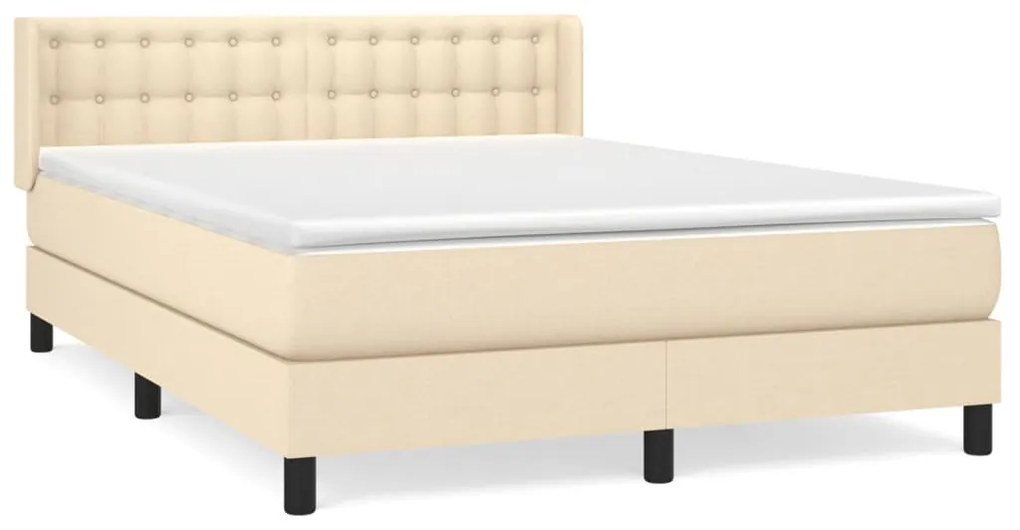 vidaXL Κρεβάτι Boxspring με Στρώμα Κρεμ 140x200 εκ. Υφασμάτινο