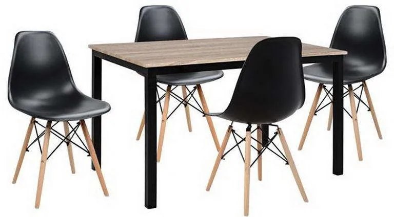 Σετ Τραπεζαρίας 5τμχ HM10340 Sonama-Μαύρο 110x70x76cm Four Seater