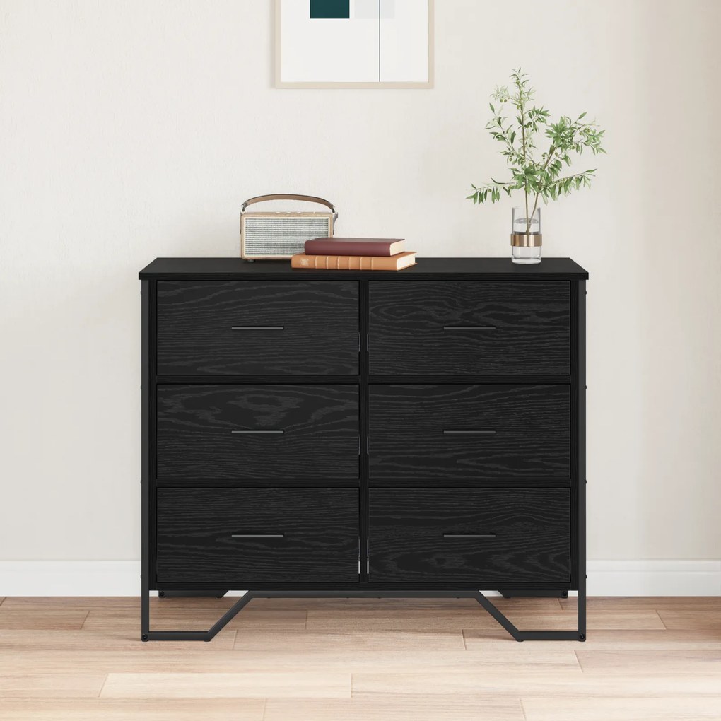 vidaXL Κομοδίνο Μαύρης Βελανιδιάς 91x35.5x74.5 εκ Επεξεργασμένο Ξύλο