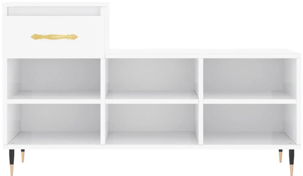 vidaXL Παπουτσοθήκη Γυαλιστερό Λευκό 102x36x60 εκ. Επεξεργασμένο Ξύλο