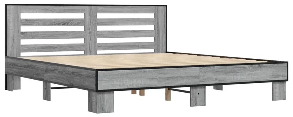 vidaXL Πλαίσιο Κρεβατιού Γκρι Sonoma 200x200 εκ. Επεξ. Ξύλο &amp; Μέταλλο