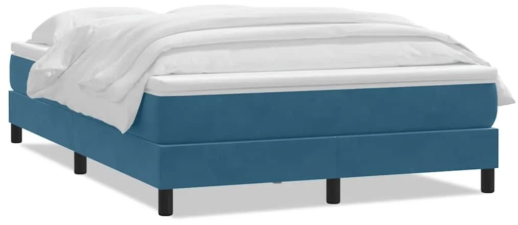 Box Spring κρεβάτι με στρώμα σκούρο μπλε 160x220 cm Βελούδινο - Μπλε