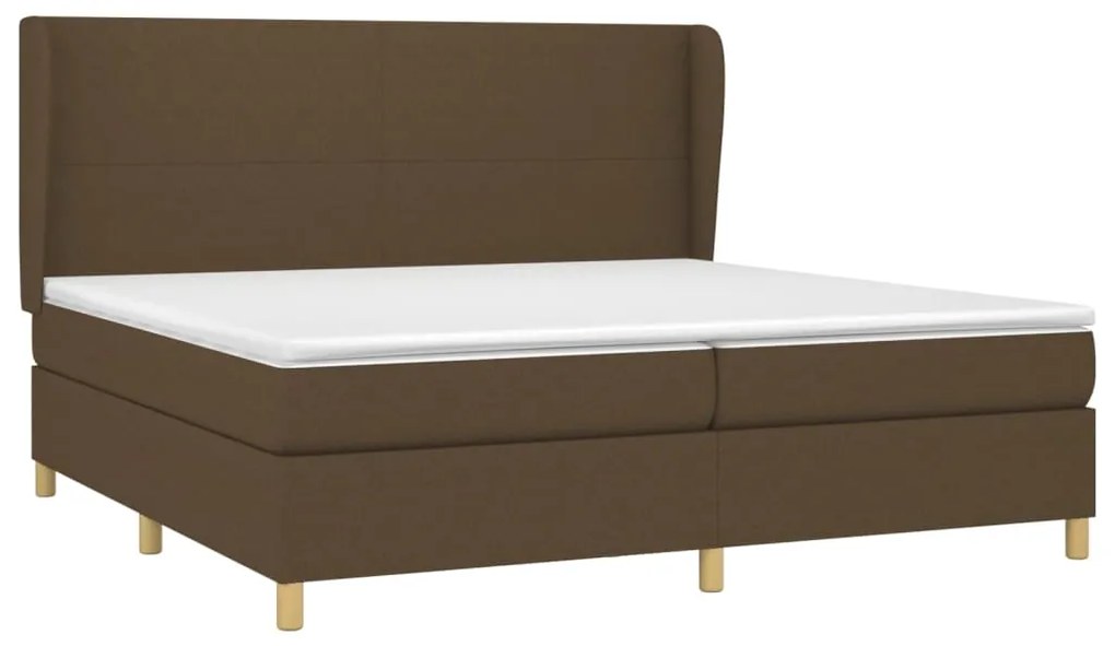 Κρεβάτι Boxspring με Στρώμα Σκούρο Καφέ 200x200 εκ. Υφασμάτινο - Καφέ