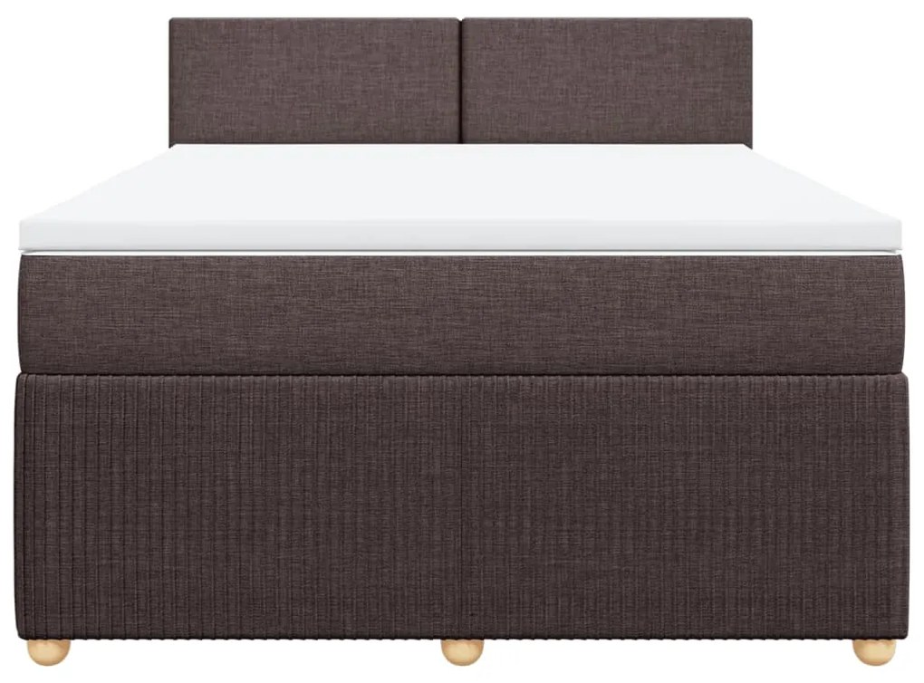 Κρεβάτι Boxspring με Στρώμα Σκούρο Καφέ 140x200 εκ Υφασμάτινο - Καφέ