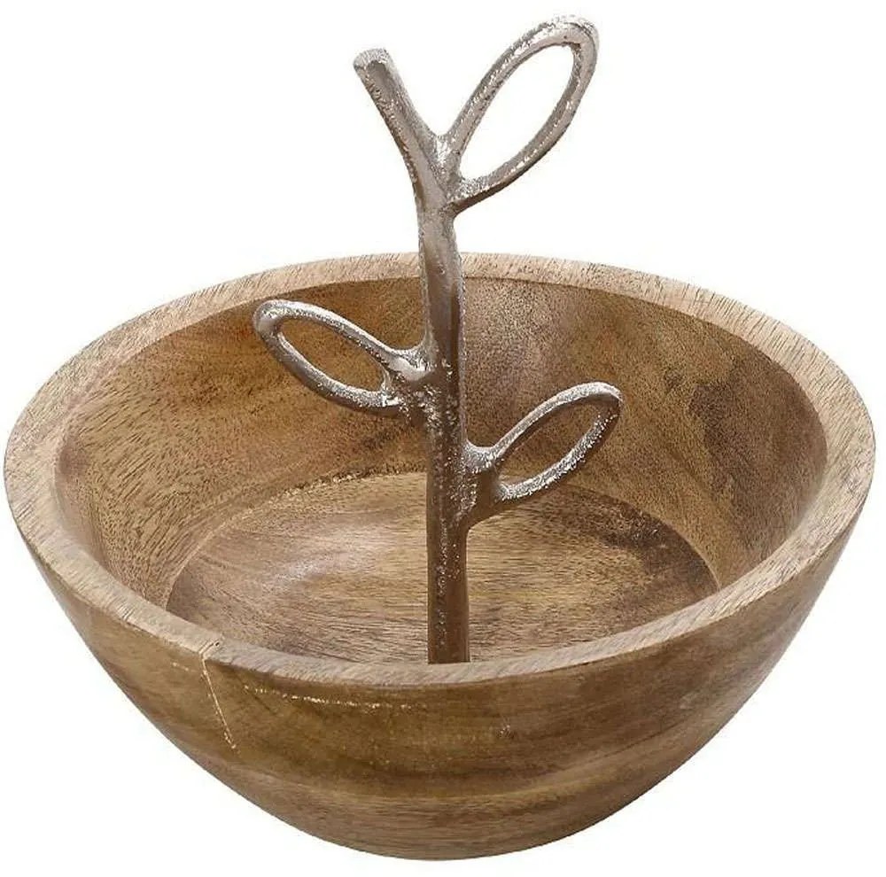 Διακοσμητικό Μπωλ FRI110 20x20x17cm Brown-Silver Espiel Metal,Wood