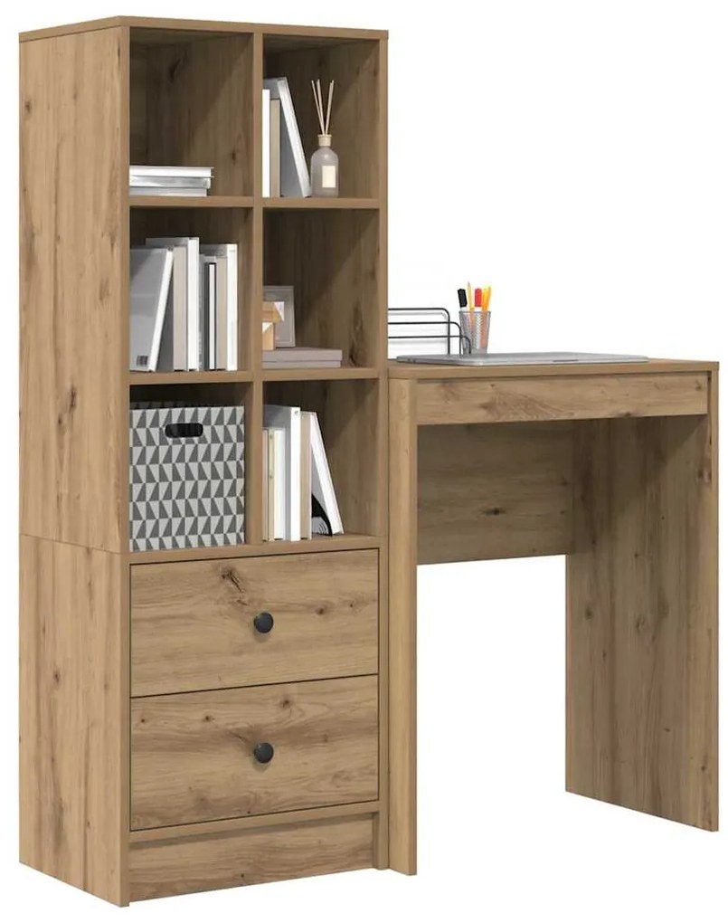 vidaXL Γραφείο με αποθηκευτικό χώρο με συρτάρι 2 pcs artisan δρυς