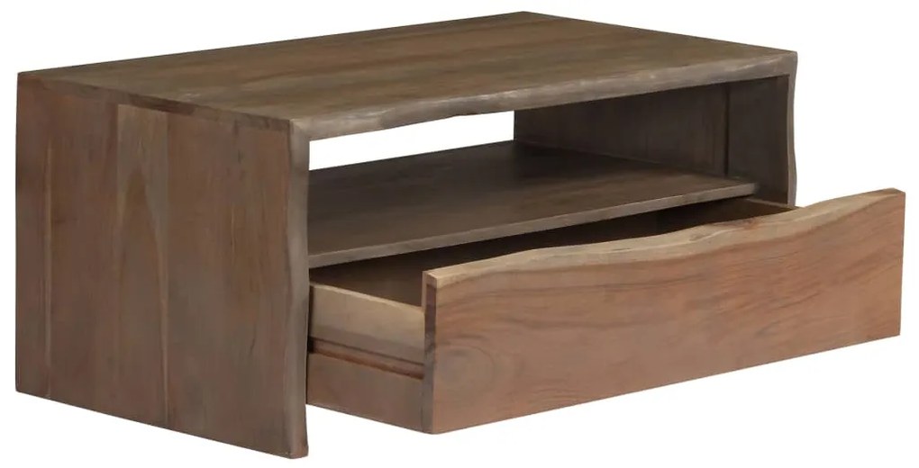 vidaXL Τραπέζι Σαλονιού Live Edge Γκρι 90x50x40 εκ. Μασίφ Ξύλο Ακακίας