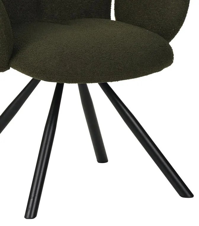 Καρέκλα - Πολυθρόνα Garzele Inart πράσινο μπουκλέ ύφασμα-πόδι μαύρο μέταλλο 68x66x82.5εκ 68x66x82.5 εκ.